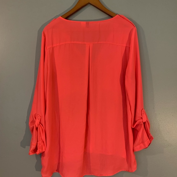 Coral Button-Up Blouse - Picture 2 of 6